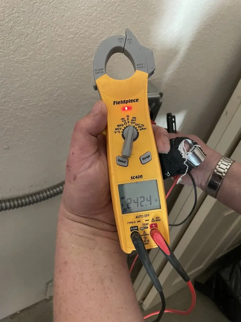 Voltage testing with clamp meter during Generator Installation in Redding
